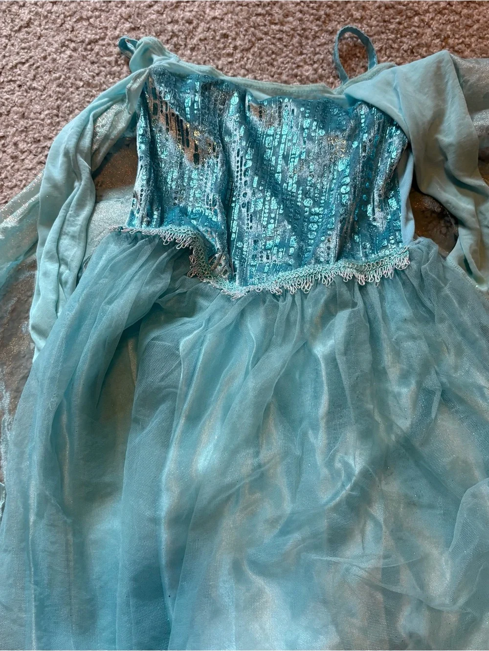Disney Collection Deluxe Elsa Sequin Tulle Princess Dress Sz 4 Blue Halloween